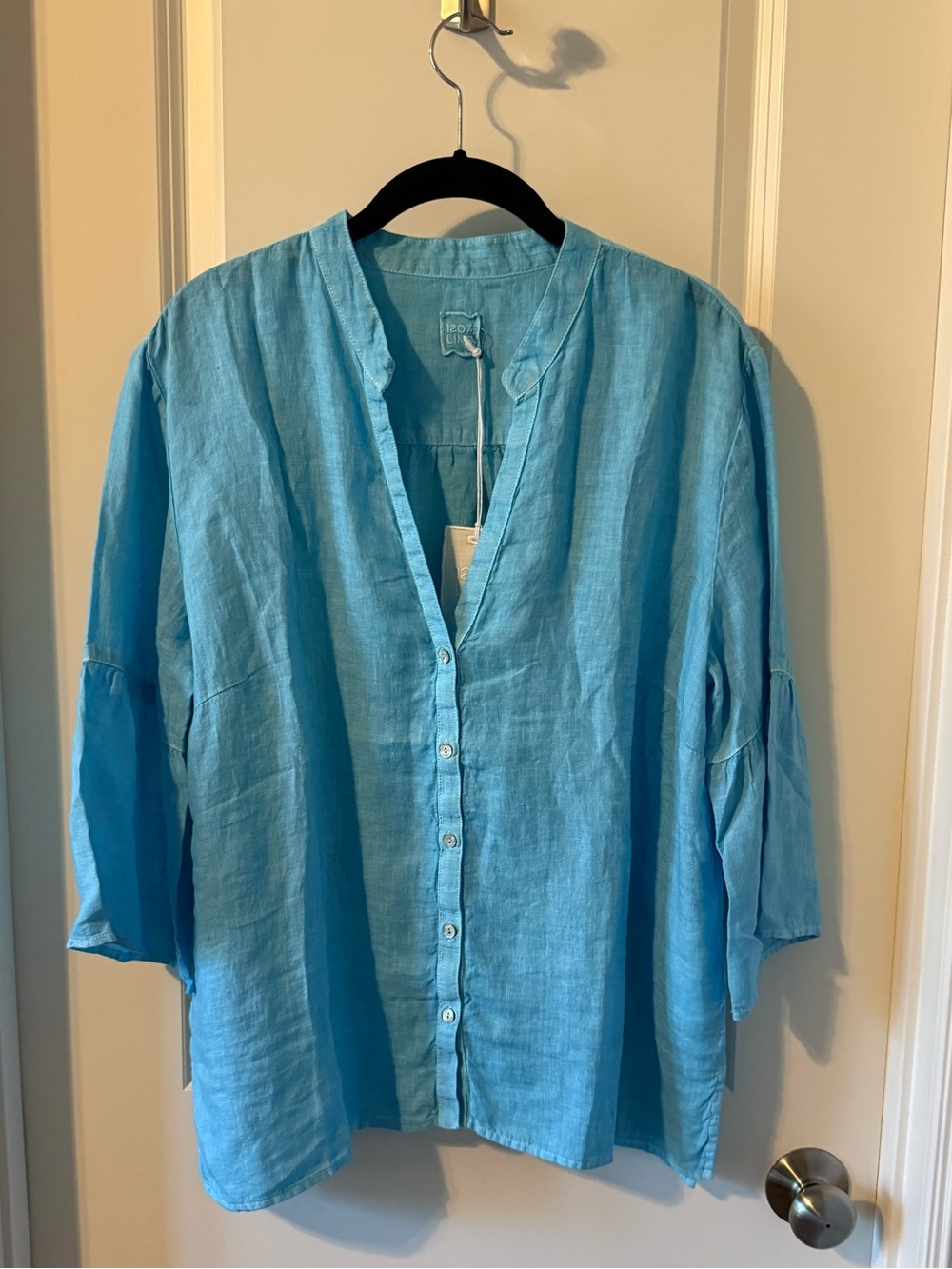 120% LINO Azure Blue Shirt (women) Size 50EU/L US NEW